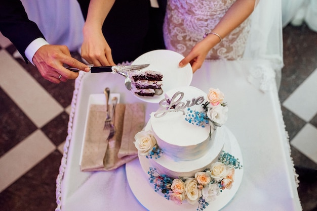 Wedding cake at the wedding of the newlyweds