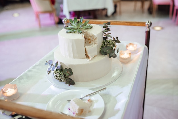 Photo wedding cake at the wedding of the newlyweds