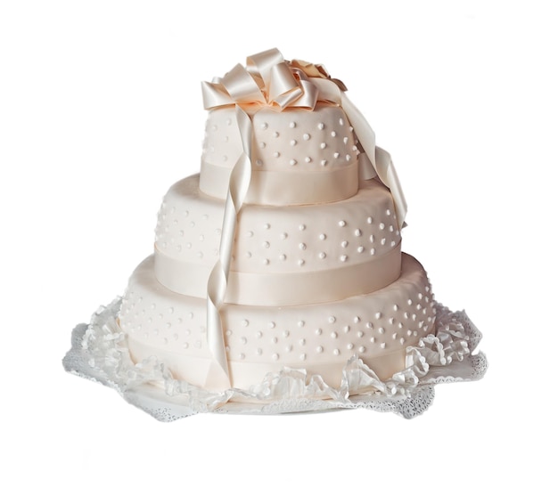 Wedding cake on white background