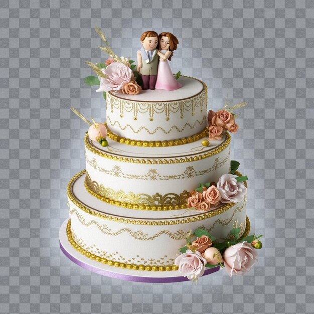 Photo a wedding cake with a bride and groom on top of it