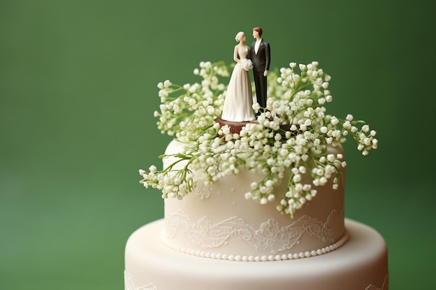 Wedding cake with statuette of newlywed