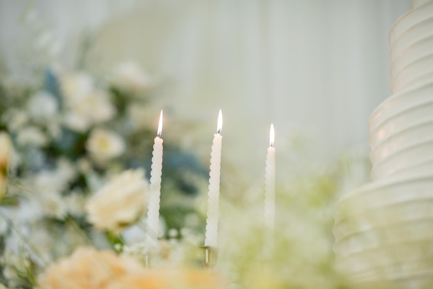 Wedding candle with bokeh light background