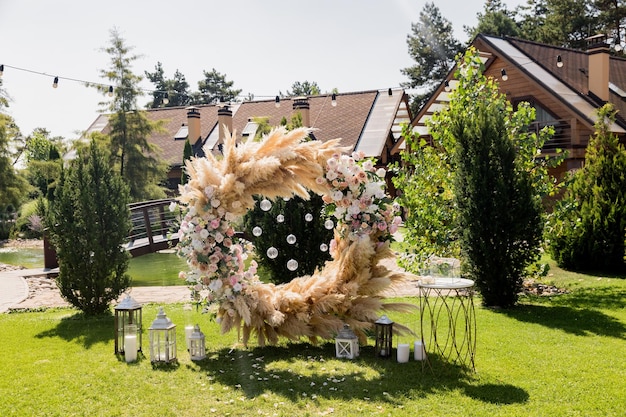 Wedding ceremony arch Stylish and modern decoration