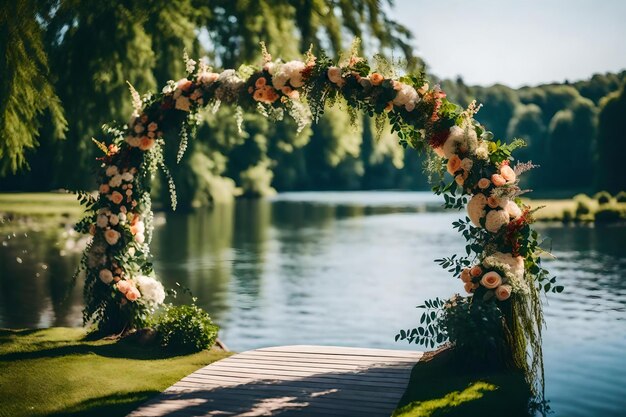 A wedding ceremony by the lake