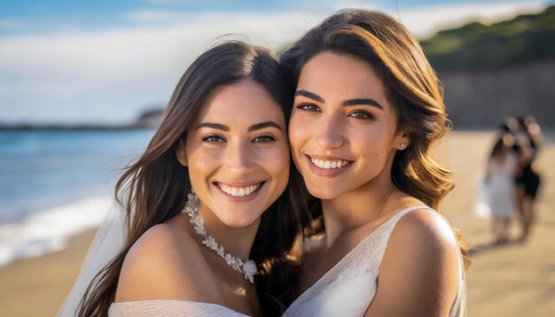 wedding ceremony of a couple on the beach lbgtq plus love and inclusion