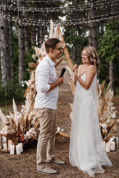 Wedding ceremony of the marriage of a guy and a girl