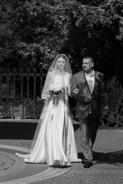 wedding ceremony of the newlyweds on the glade