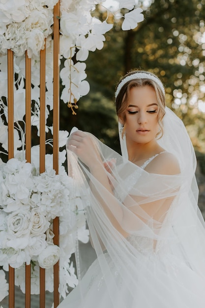 Wedding ceremony. Portrait of beautiful bride