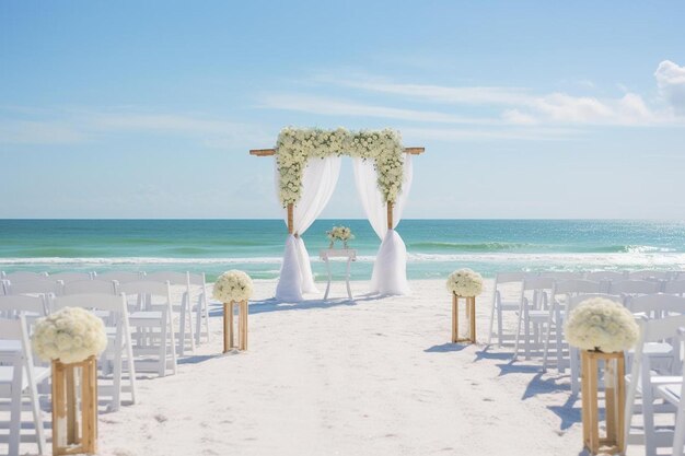 Photo a wedding ceremony set up on the beach