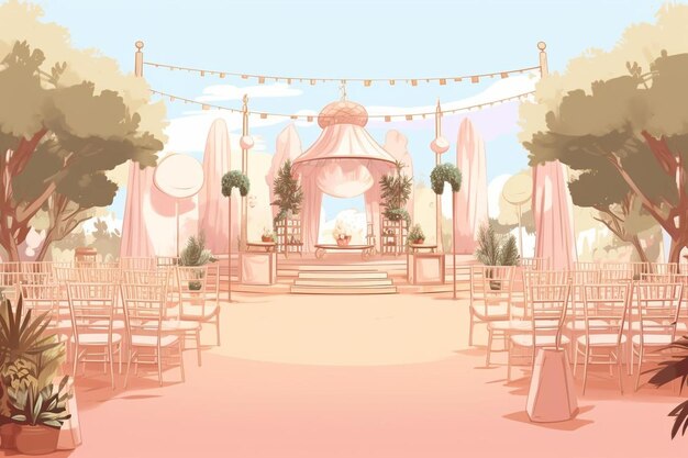 The wedding ceremony in the style of the illustration