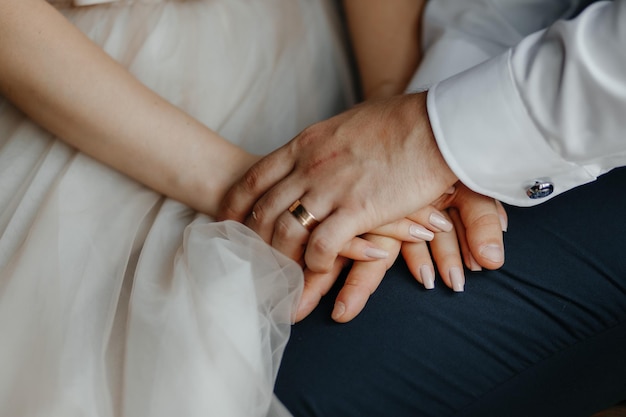 wedding ceremony two loving people holding hands