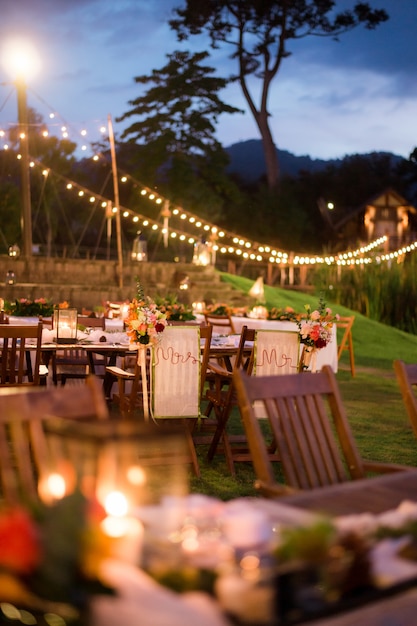 Wedding Ceremony with flowers outside in the garden