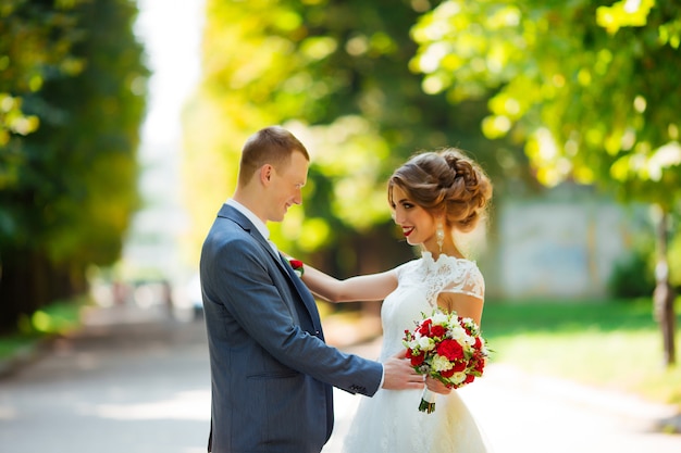 Wedding couple beautiful young bride and groom