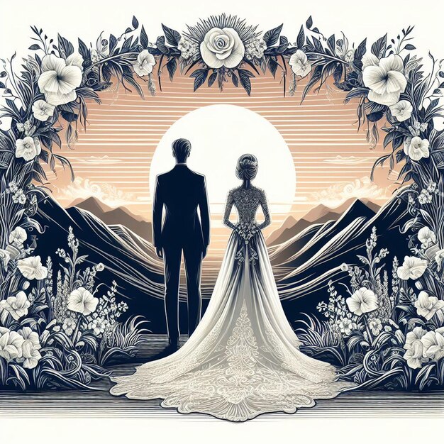 Wedding couple digital art