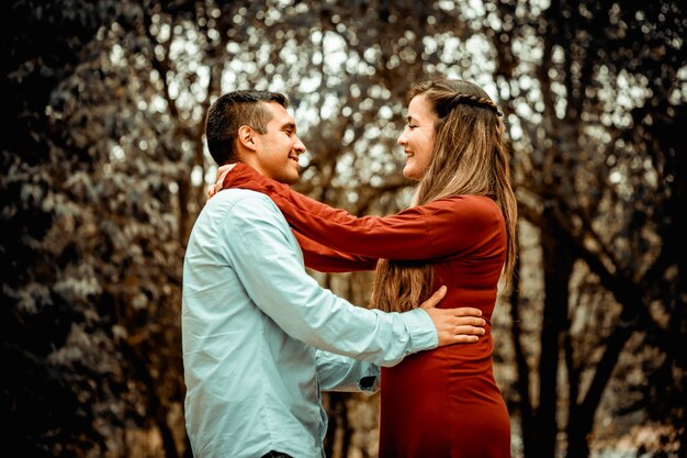 Wedding couple in love in a park in love