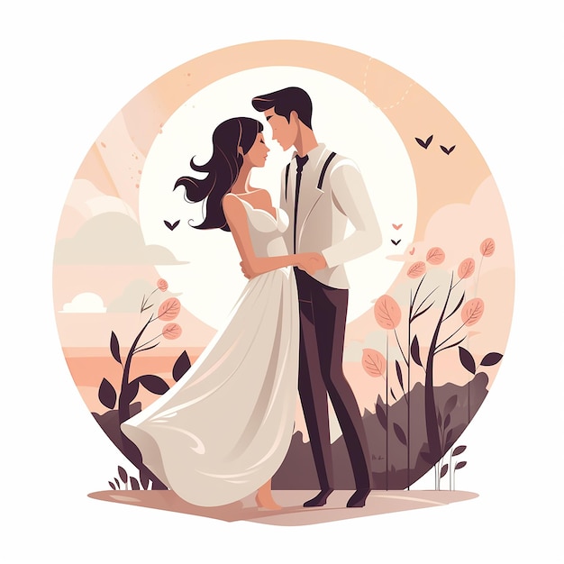 Photo wedding couple in love vector illustration in flat style