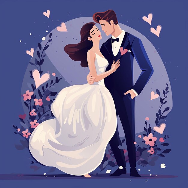 Photo wedding couple in love vector illustration in flat style