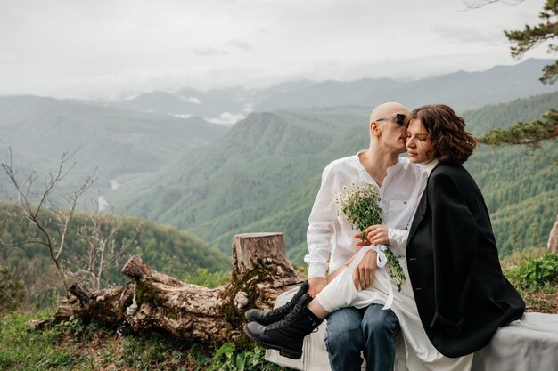 Wedding couple in the mountains