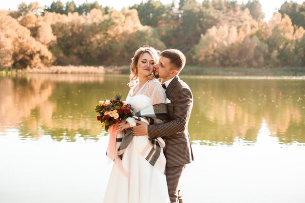 Wedding couple outdoor Groom and bride