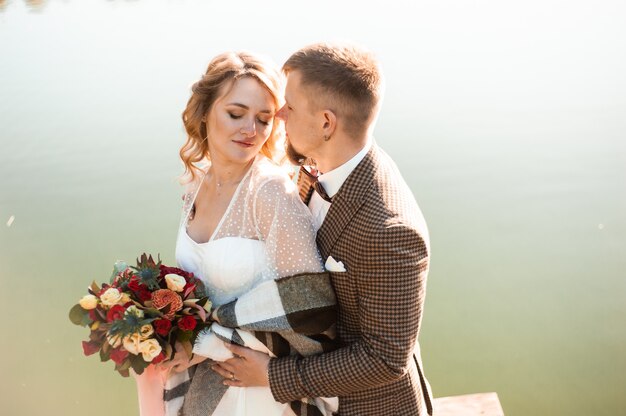 Wedding couple outdoor Groom and bride