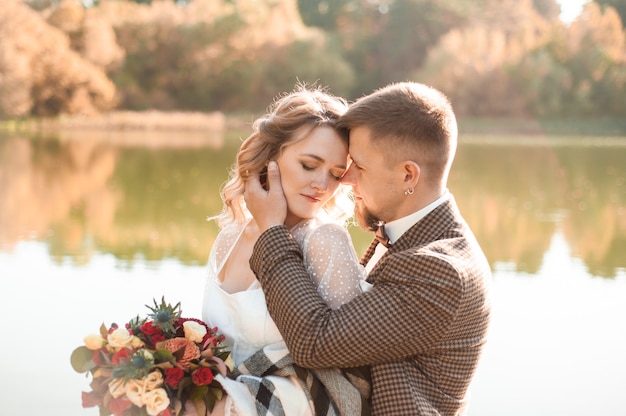 Wedding couple outdoor Groom and bride