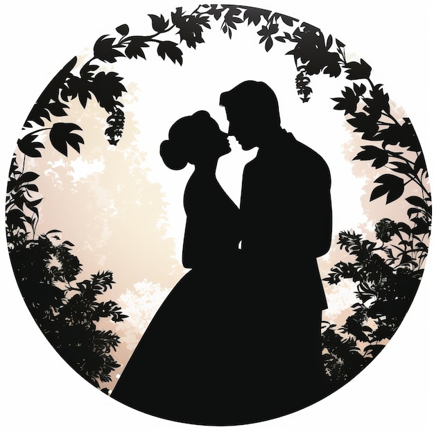 Foto silhouette di una coppia di sposi in stile rinascimentale