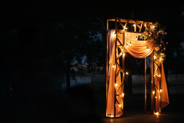 Wedding decoration on the street in the evening