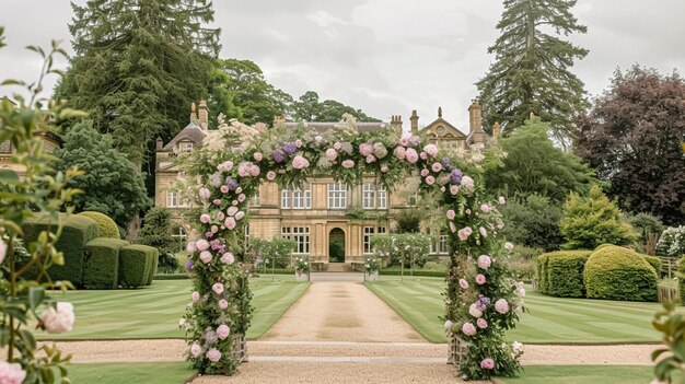 Wedding decoration with peonies floral decor and event celebration peony flowers and wedding ceremony in the garden English country style
