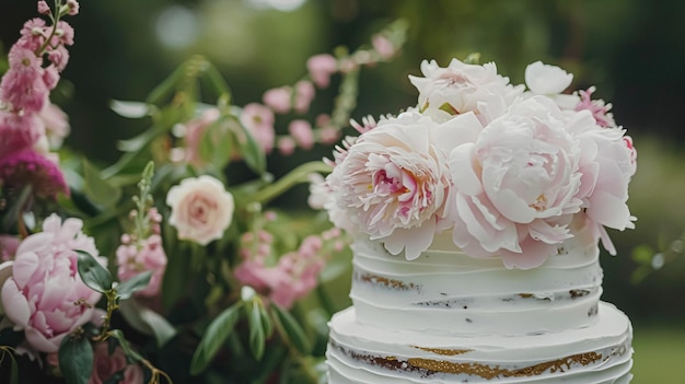 Свадебное украшение с пионами цветочный украшение и празднование события цветы пиона и свадебная церемония в саду английский загородный стиль