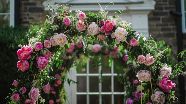 Wedding decoration with peonies floral decor and event celebration peony flowers and wedding ceremony in the garden English country style