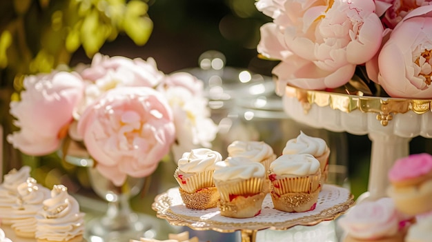 Wedding decoration with peonies floral decor and event celebration peony flowers and wedding ceremony in the garden English country style