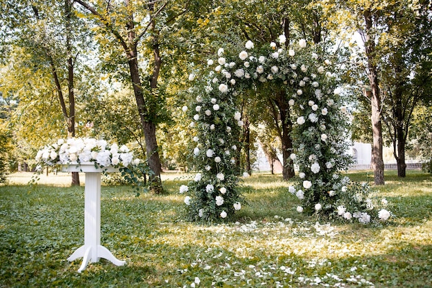 Wedding decorative arch with white flowers