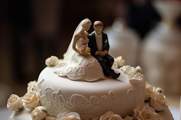 Wedding doll on cake love couple