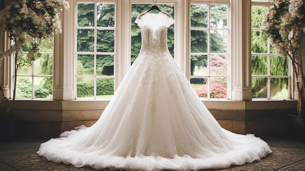 Свадебные платья Стиль свадебного платья и сделанная на заказ мода Полноразмерное белое бальное платье в выставочном зале, подобранное по индивидуальному заказу Красота и свадебное вдохновение
