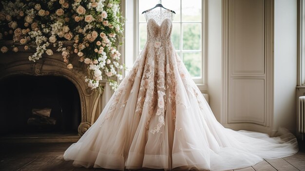 Wedding drees bridal gown style and bespoke fashion fulllegth white tailored ball gown in showroom tailor fitting beauty and wedding inspiration