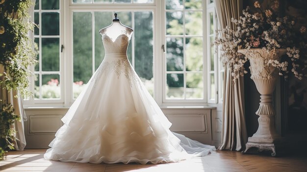 ウェディングドリーム ブライダルドレスのスタイルとオーダーメイドファッション フルレッグホワイト ショールームで仕立てられたボールドレスの 仕立て物に合わせた美しさと結婚式のインスピレーション