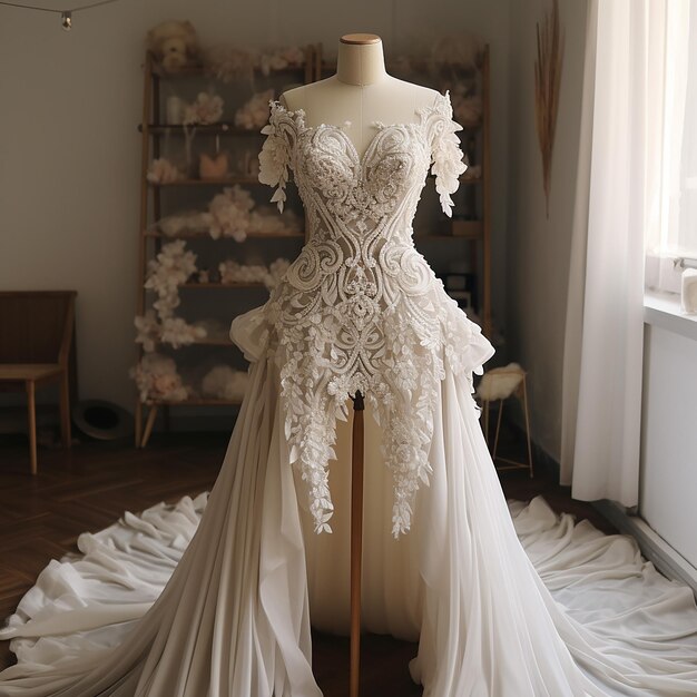 Vestito da sposa sul manichino