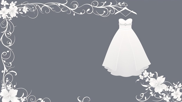 Foto abito da sposa su una cornice floreale