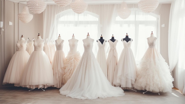 Photo wedding dress in salon