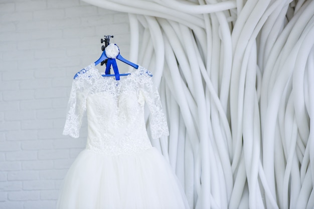 Wedding dress in the white room