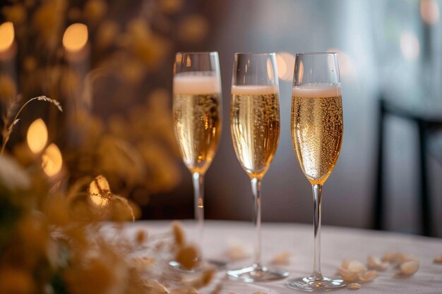 Wedding elegance Glasses of champagne toast in a ceremonial celebration