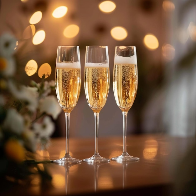 Wedding elegance Glasses of champagne toast in een ceremoniële viering Voor Social Media Post Size