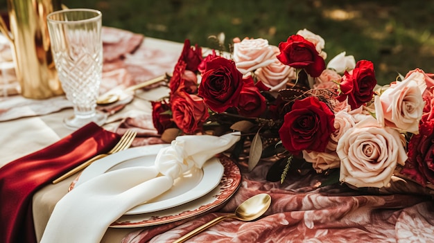 꽃과 함께 결혼식 및 이벤트 축제 테이블 경관 장식 장식 장식을위한 화려한 꽃 테이블 장식