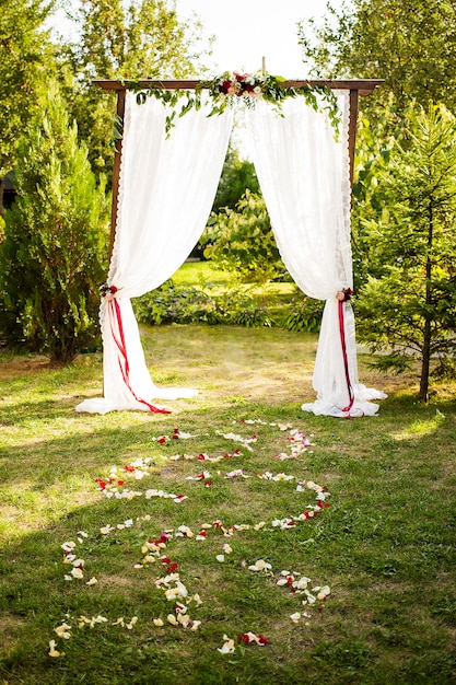 Wedding floral decoration on wedding arch