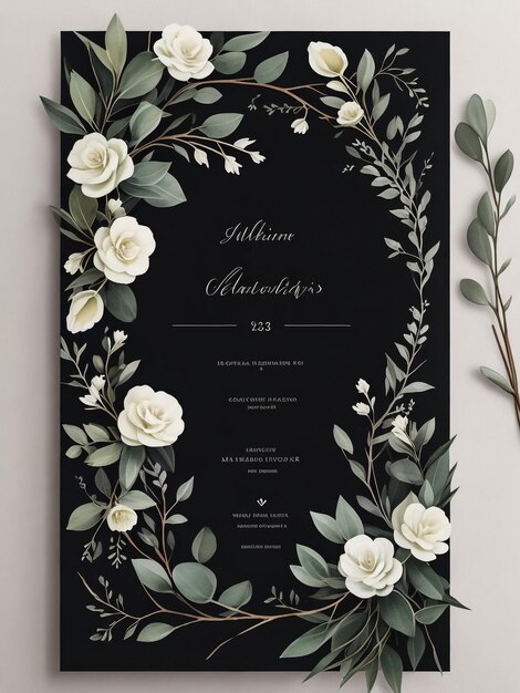 Photo wedding floral invitation card templates