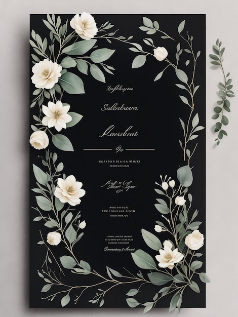 Photo wedding floral invitation card templates