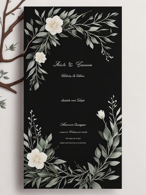 Photo wedding floral invitation card templates