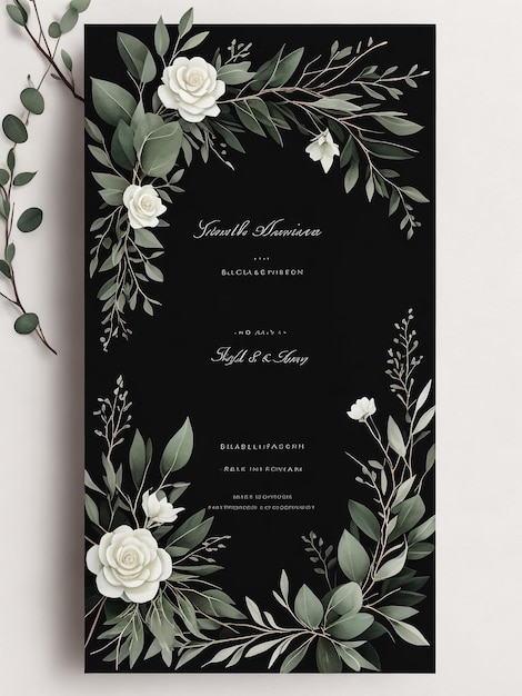 Photo wedding floral invitation card templates