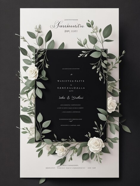 Photo wedding floral invitation card templates