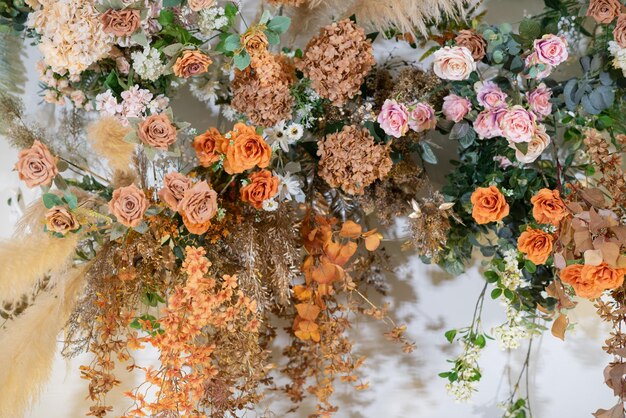 Wedding flower decoration selective focus soft focus of white flower